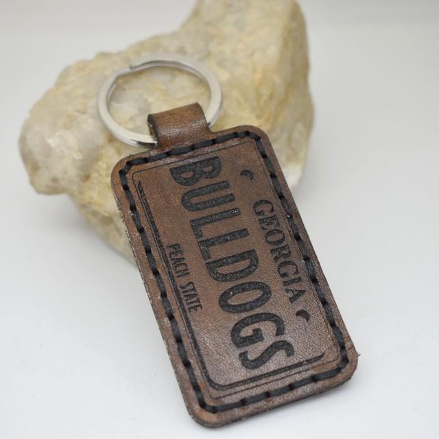 Bulldogs Georgia leather keychain.jpg